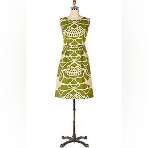 Tabitha Florida Room green & cream size 0 dress, lined, from Anthropologie.